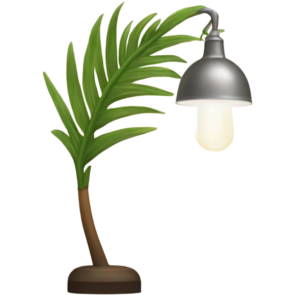 a lamp on and a palm branch emoji
