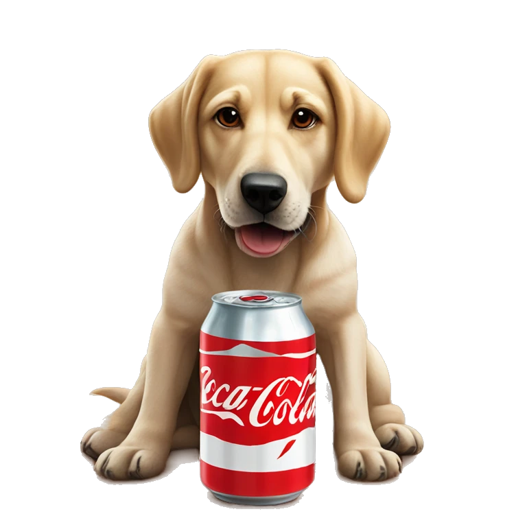 Perro en el desierto tomando coca cola emoji