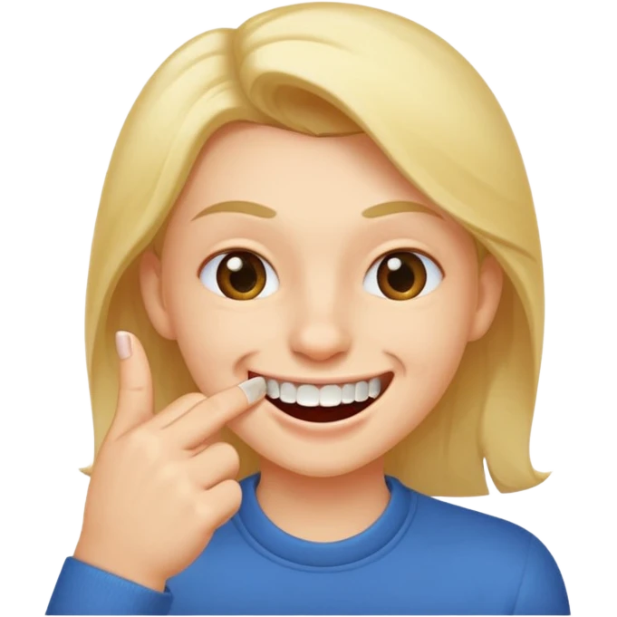 Emoji gêne et content qui mort un seule ongle Et on voit ses dents plus flatter  emoji