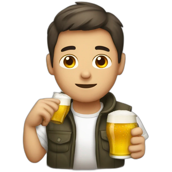 Yong guy drinking beer emoji