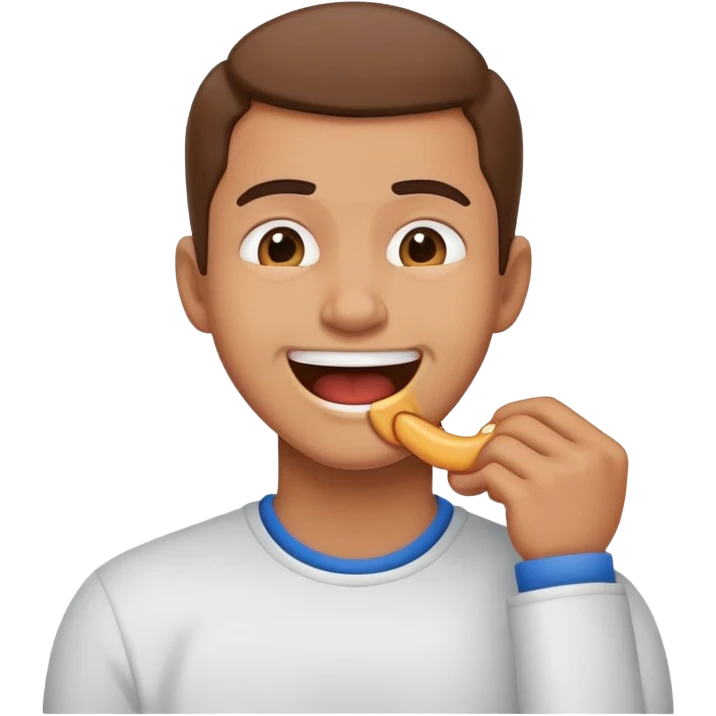 a person choking themself with a smile  emoji