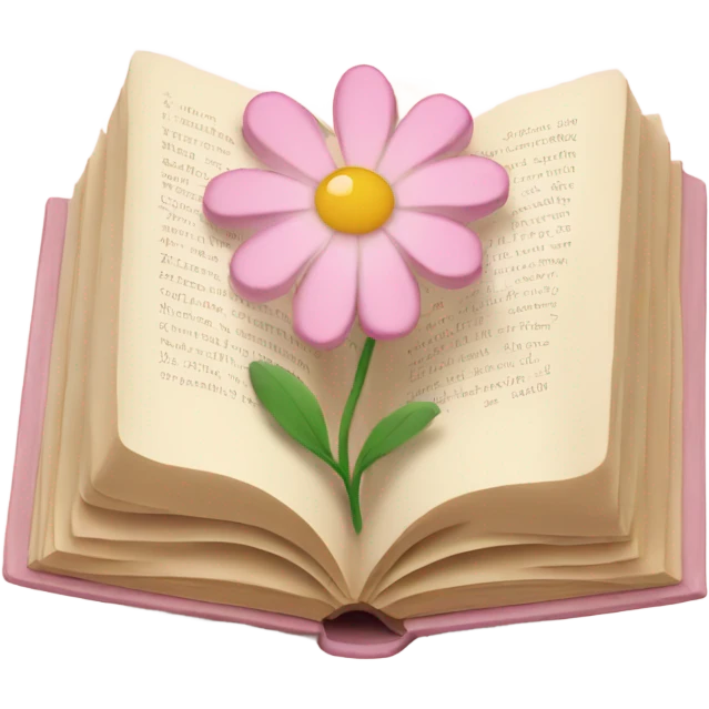 Beige Open book with light pink flower inside emoji