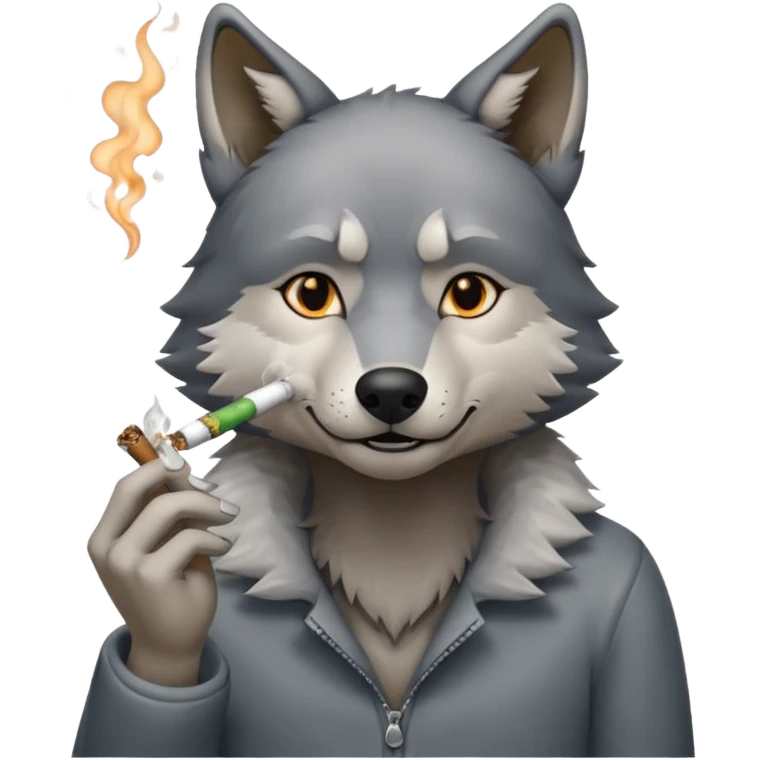 Loup qui fume un joint emoji