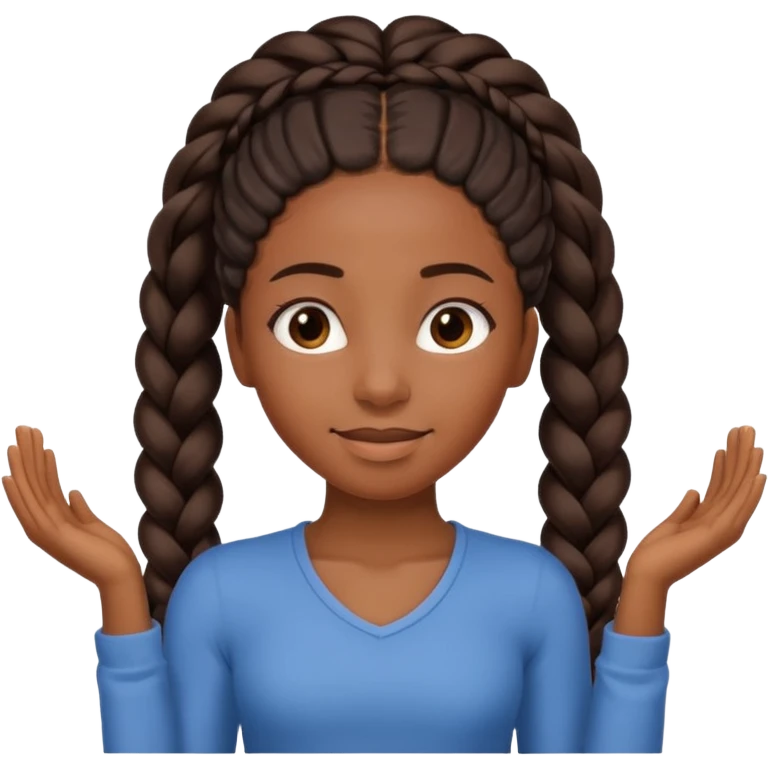 Black girl with long braids in a stretching pose, friendly and clear emoji