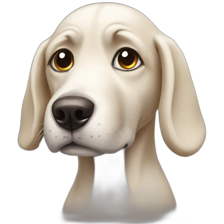 A dog with a cursed expression emoji