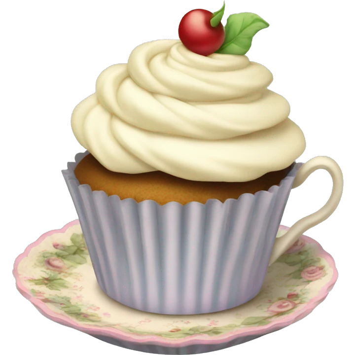 cupcake in a victorian tea party emoji