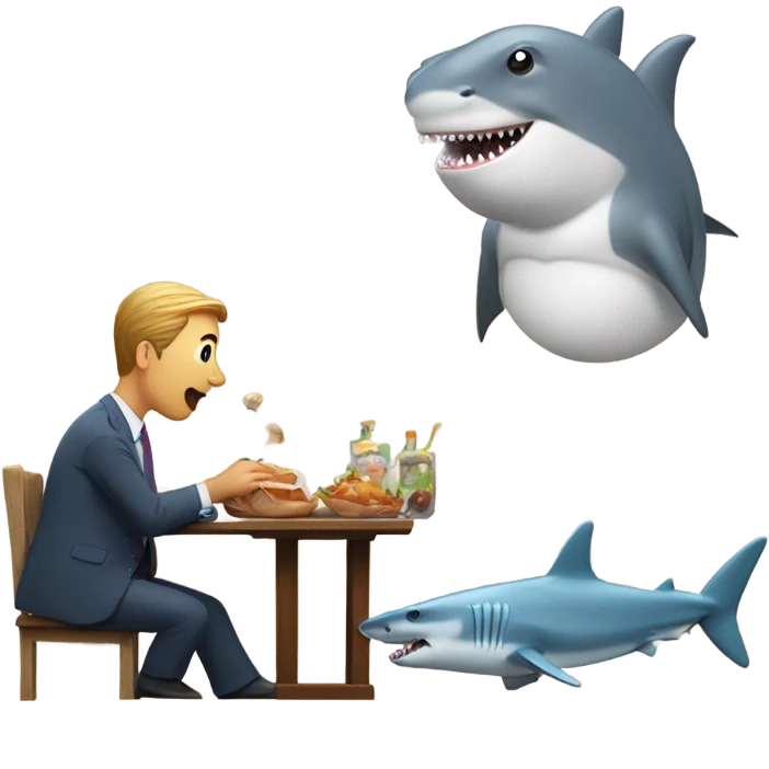 Man eating a shark eating a squirrel eating a duck eating a hippo emoji