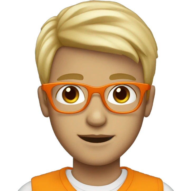 white blonde boy with clear orange glasses   emoji