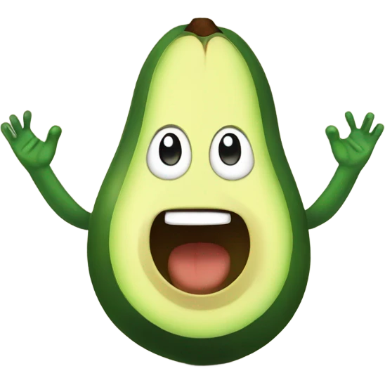 happy avocado with hands up emoji