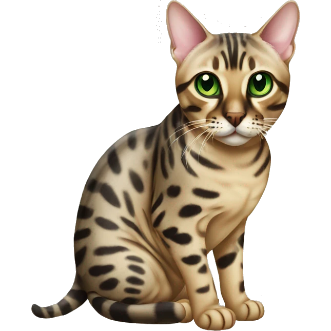 Seal Bengal cat with green eyes sitting emoji