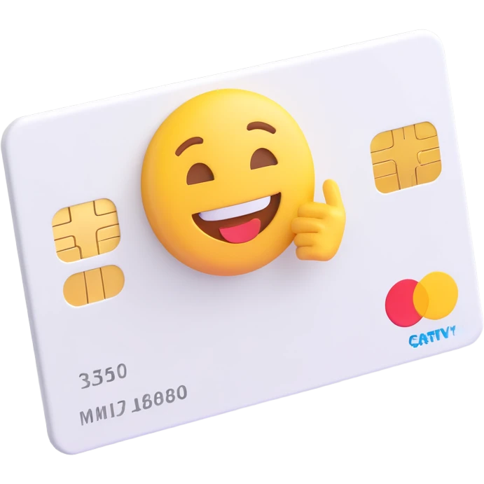 bank card, 3D Emoji style, clean white color, soft shadows and highlights, no decoration, angled view, transparent background emoji