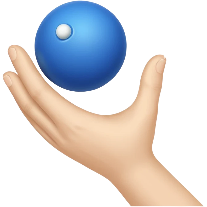Hand hitting small blue ball  emoji