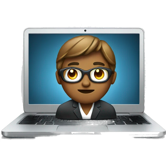 an online tutor infront of a laptop emoji