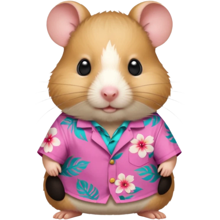 hamster, wearing pink floral aloha shirt. emoji