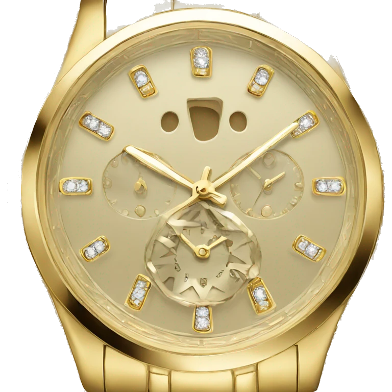 Gold watch with diamonds emoji