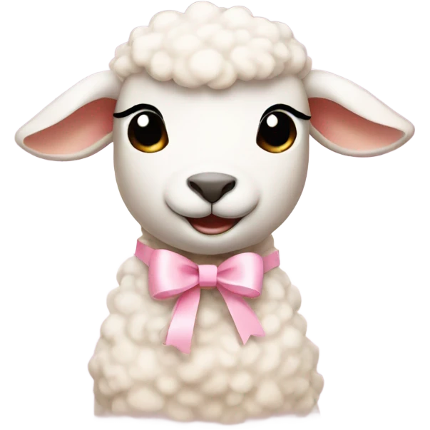 Lamb with light pink bows on ears emoji