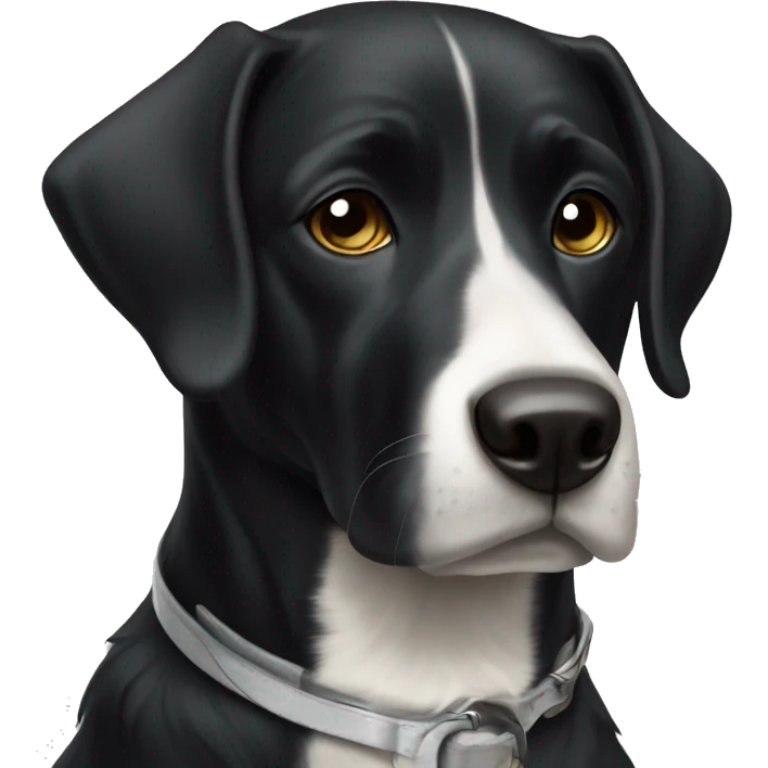 black dog with white collar and whitish nose emoji