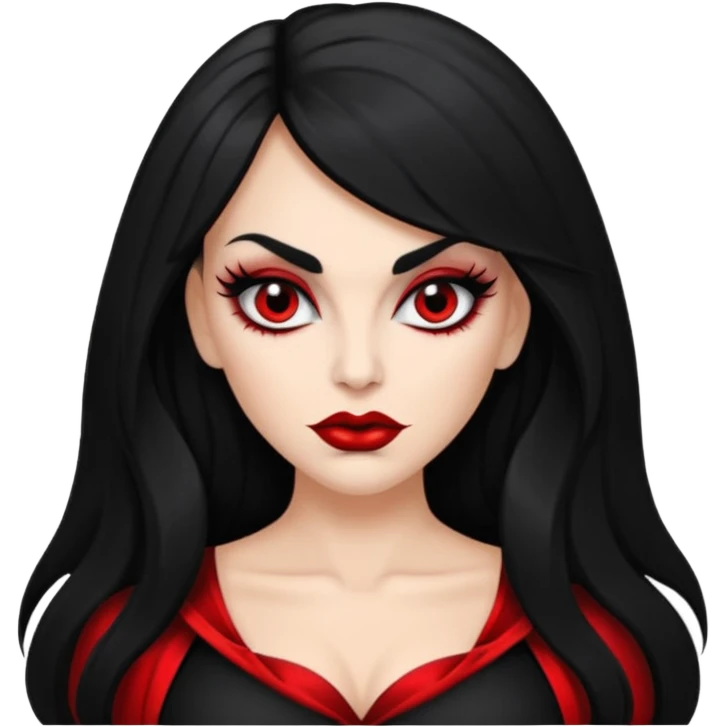 vampira parda sexy com cabelo preto longo e liso e franja e olhos pretos emoji