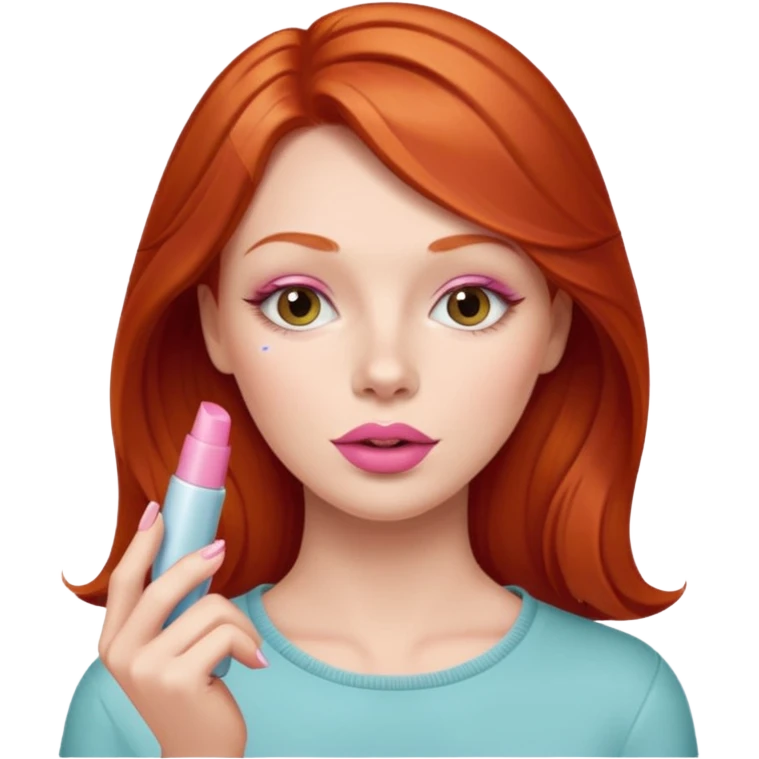 redhead woman using chapsitck emoji