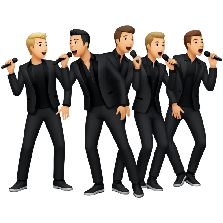Five silhouettes of singing guys for 'I Want It That Way' by Backstreet Boys emoji