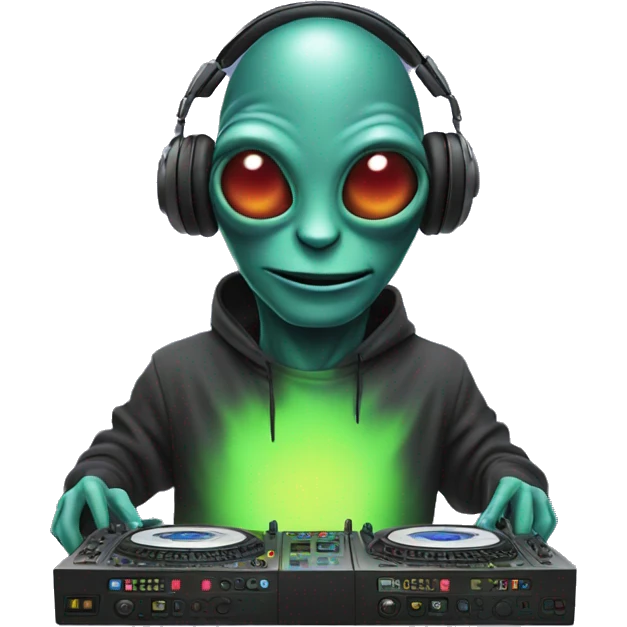 alien djing a rave emoji