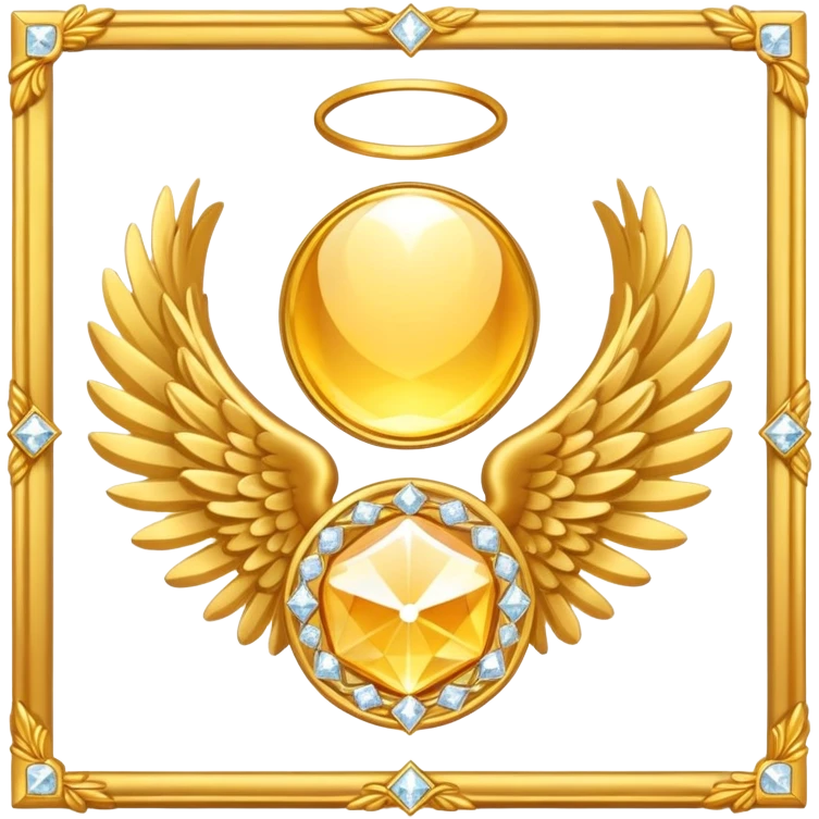 Diamond stone award-in-frame-decorated-with-golden-angel--wings emoji