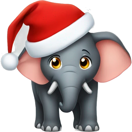 Elehpant wearing a Christmas hat emoji