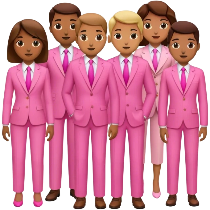 group of office workers in pink suits emoji