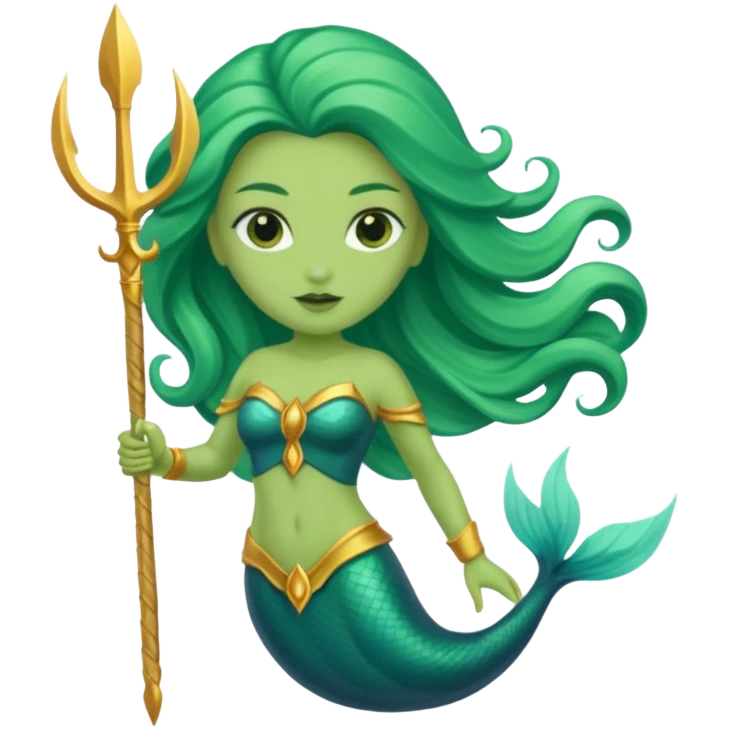green aqua coloured siren trident emoji
