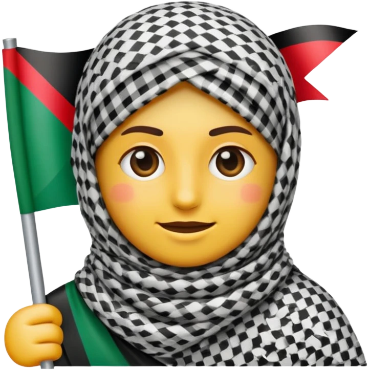 إيموجي يرتدي كوفية فلسطينية يحمل معه علم فلسطين 🇵🇸 emoji