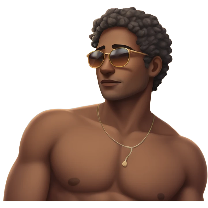 Trans masculine man with top surgery scars sunbaking by the beach emoji