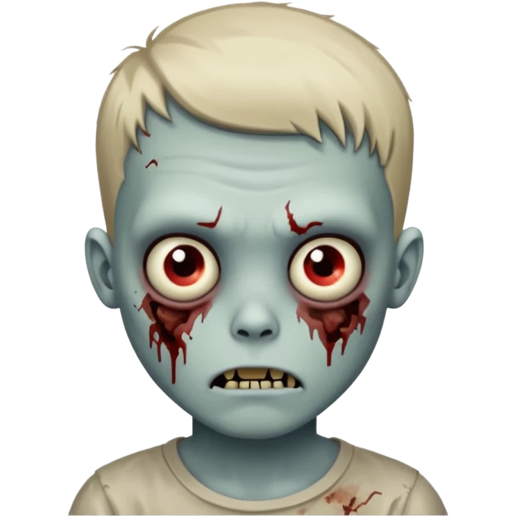 zombie boy with short hair, cartoonish expression emoji