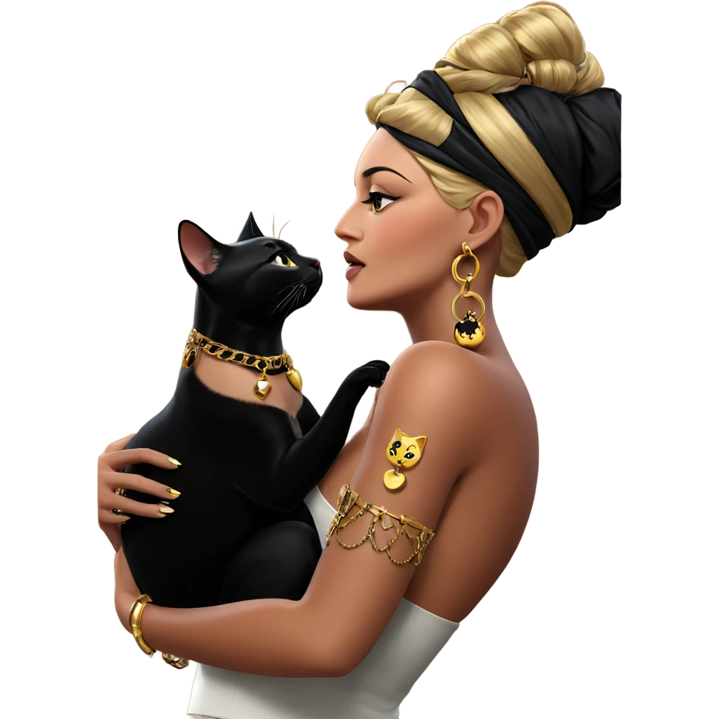 girl with black cat jewelry emoji