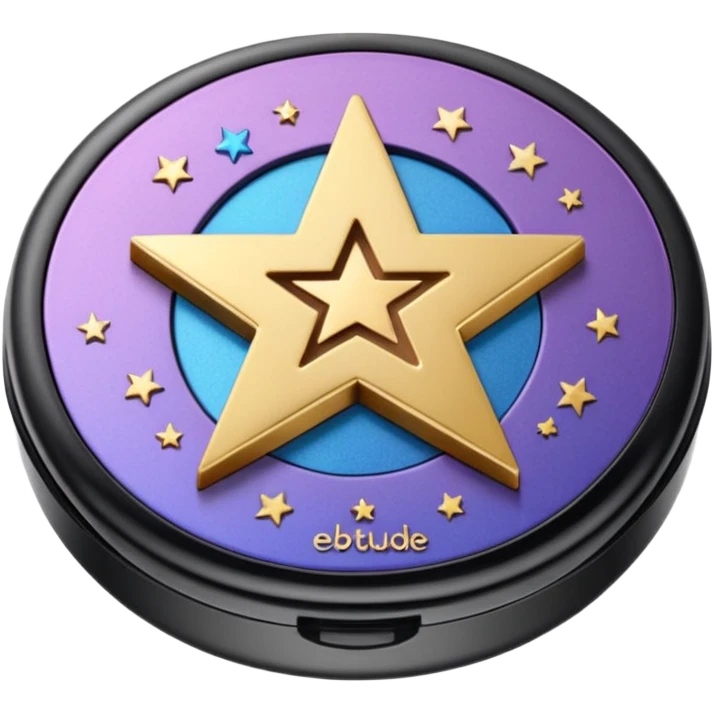 A round case that narrows toward the bottom, with a star-shaped debossed pattern on the eyeshadow and a debossed ETUDE logo beneath it emoji