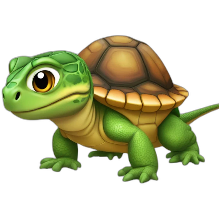 Lézard sur le dos d'une tortue emoji