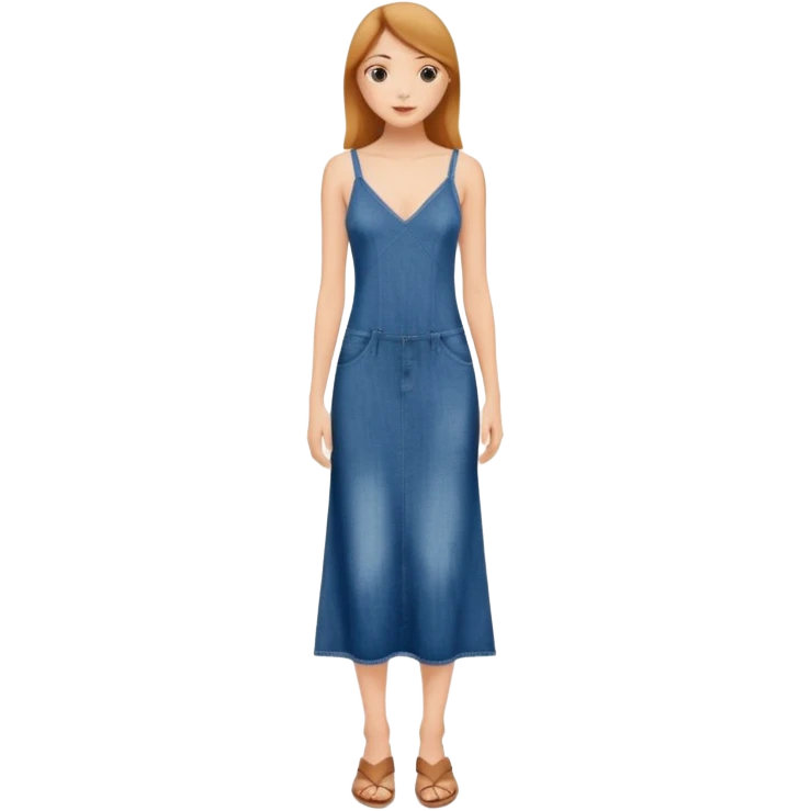 Midi length slip dress with a bias cut and a v neckline with a jean pattern  emoji