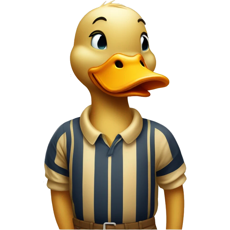 duck wearing a striped polo shirt and a gold diaper emoji
