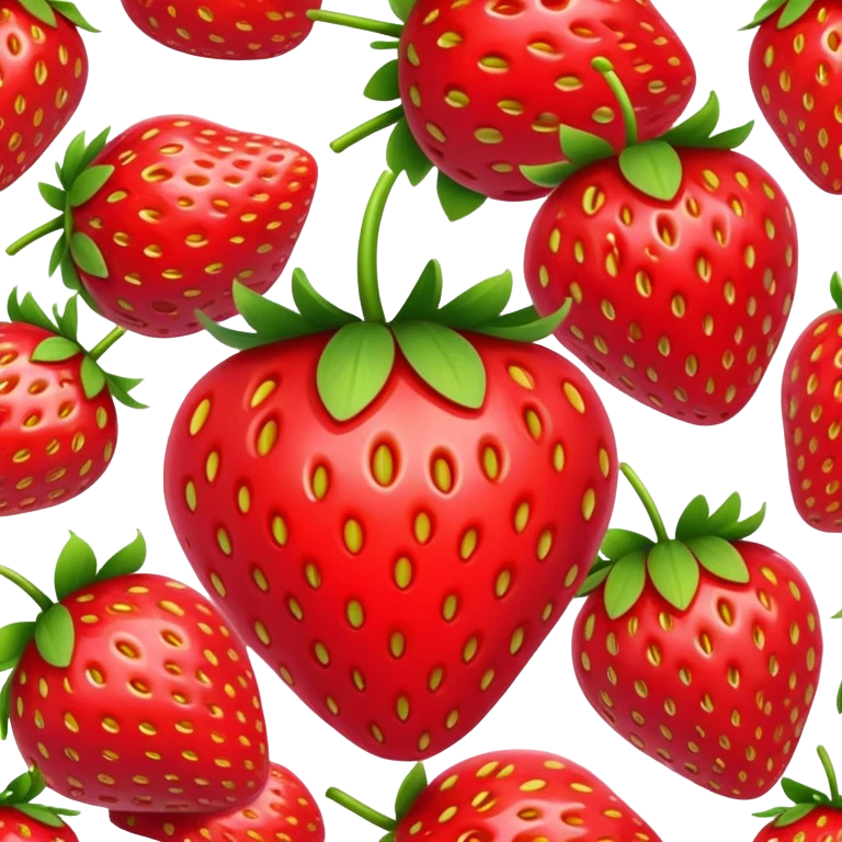 glossy and plump strawberry, realistic but simplified for emoji emoji