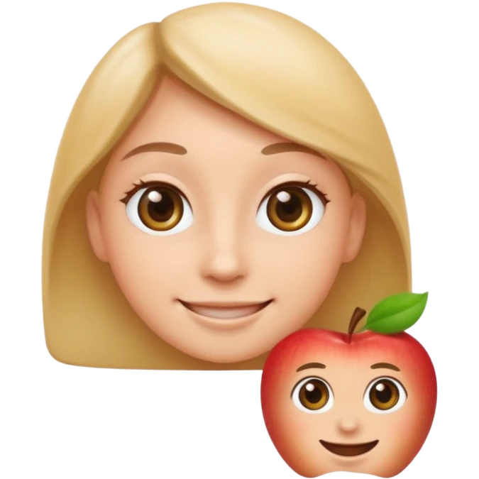 person with one big oval eye and one small oval eye, apple emoji style emoji
