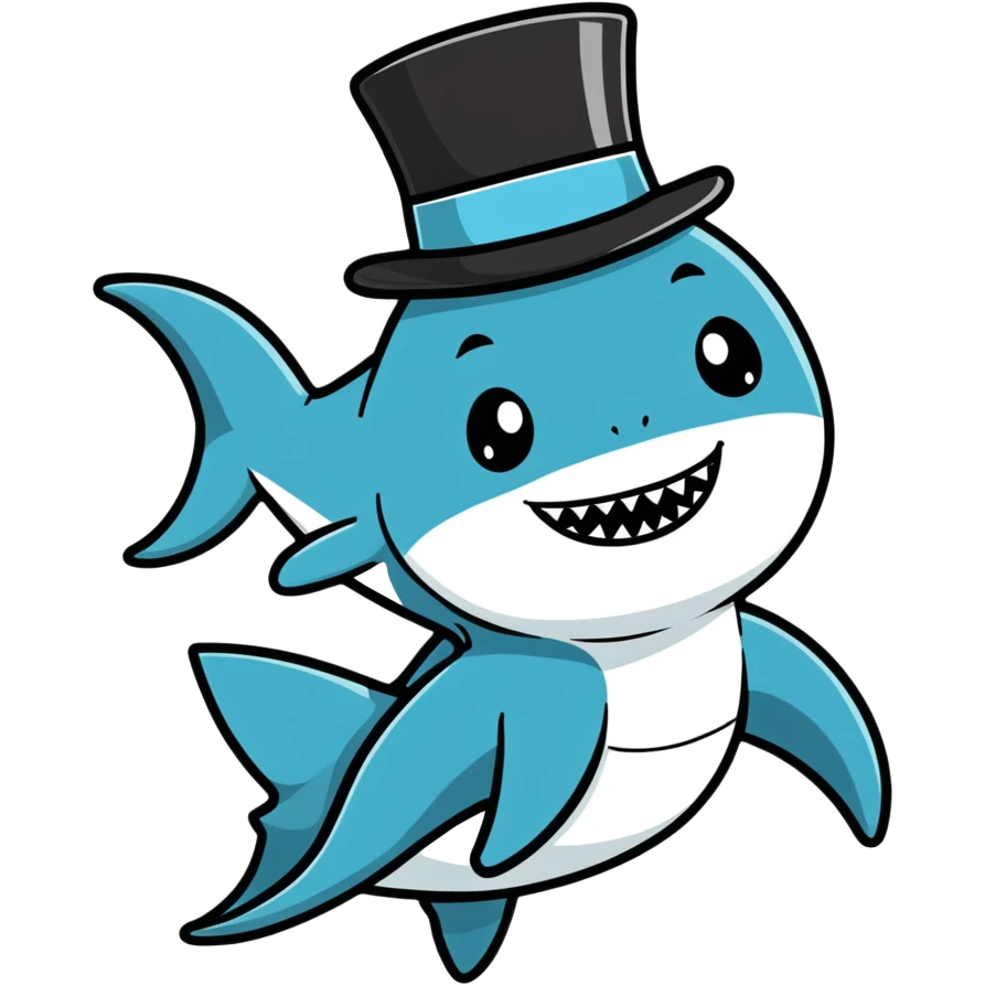 Shark with a top hat emoji