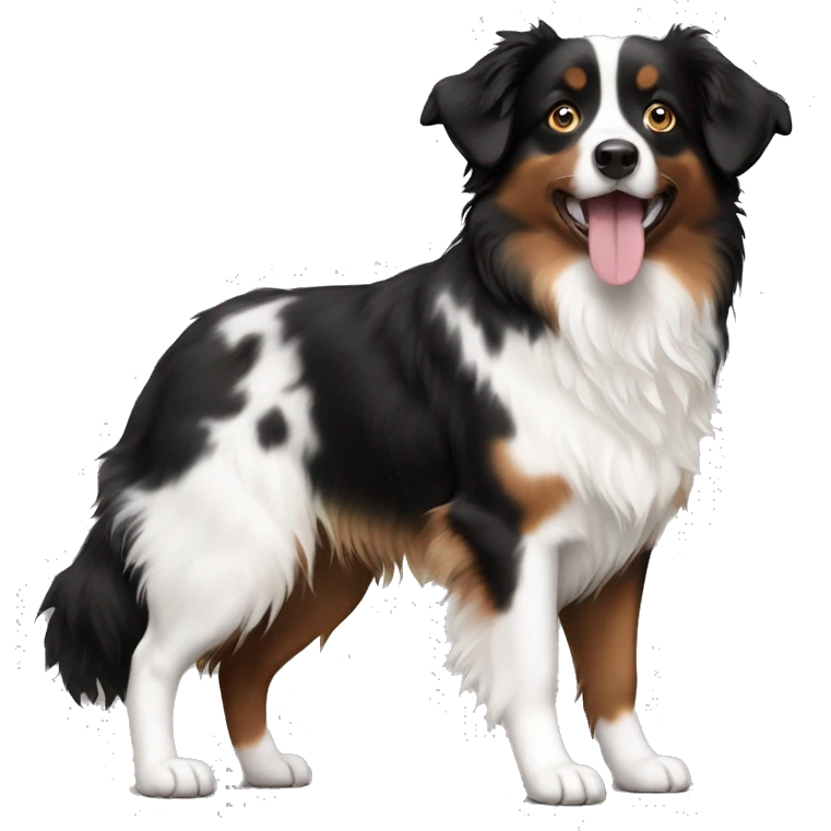 Black white brown mini Australian shepherd emoji