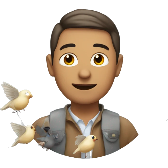 A dizzi person with little birds flying up in his head in a circle emoji