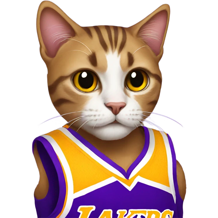 Cat wearing lakers jersey emoji