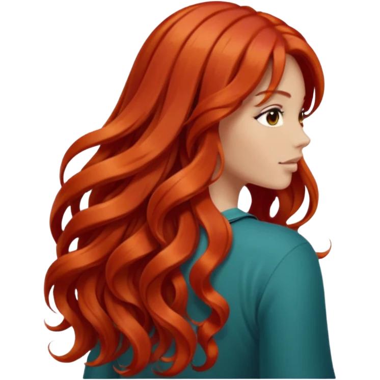 back view of long red hair emoji