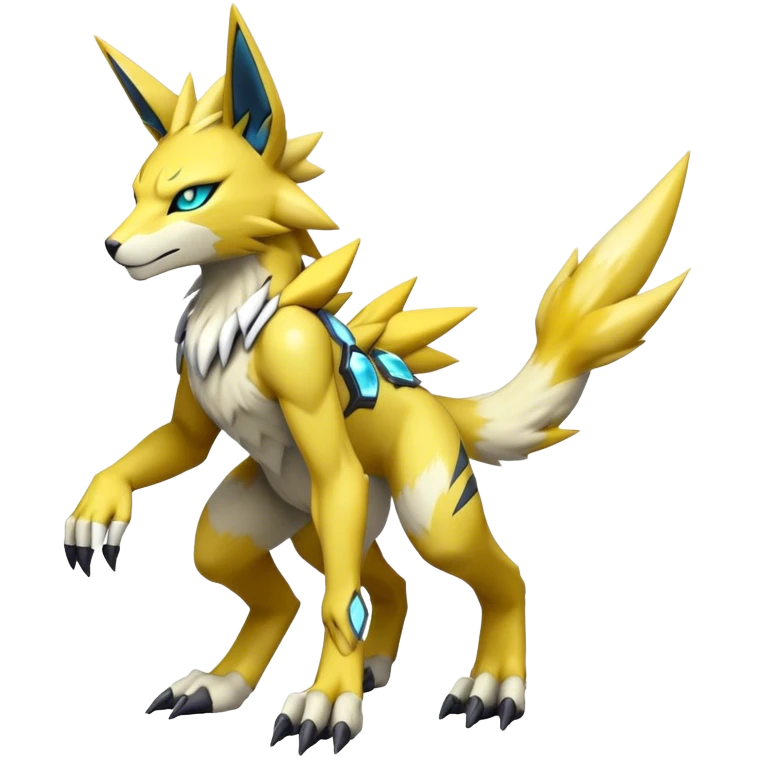  Cool Edgy Shiny Futuristic Ethereal Legendary Zeraora-Digimon-Renamon-Pokemon-hybrid full body emoji
