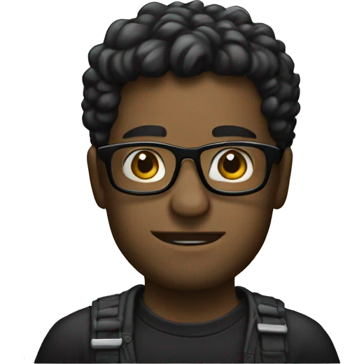 Black car wearing a glasses and rock shirt emoji