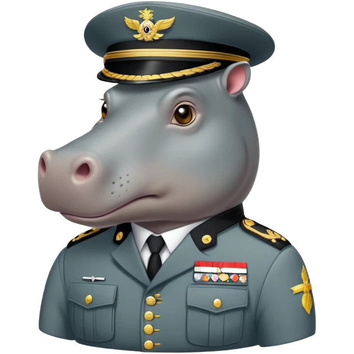 Hippopotame en tenue de general emoji