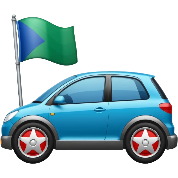 bandera mitad superior, azul y mitad inferior verde con una rueda de carruaje roja en el centro emoji