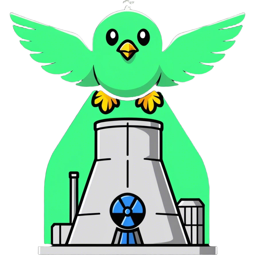 Nuclear reactor with bird flying emoji