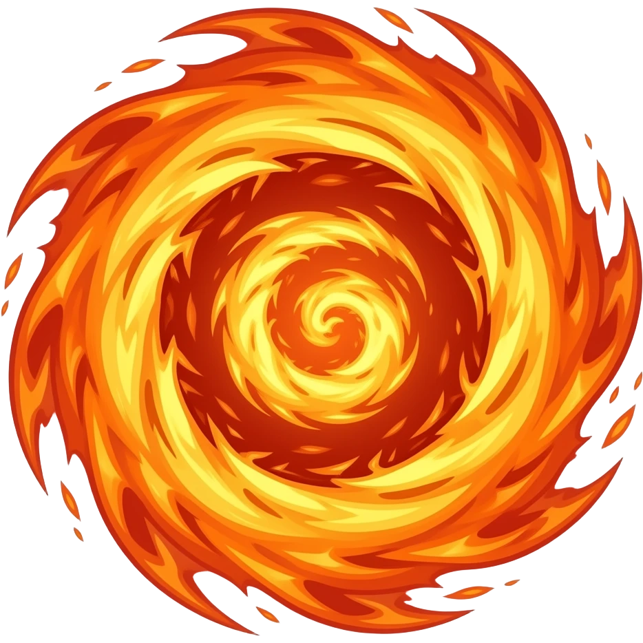 🛡️ A stylized vortex of magical fire, symbolizing battle chaos emoji